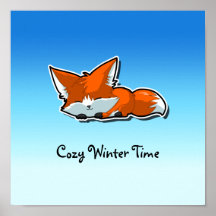 Cute Sleeping Fox Poster
