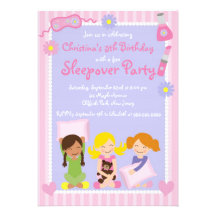 Cute Sleepover Birthday Party Invitations