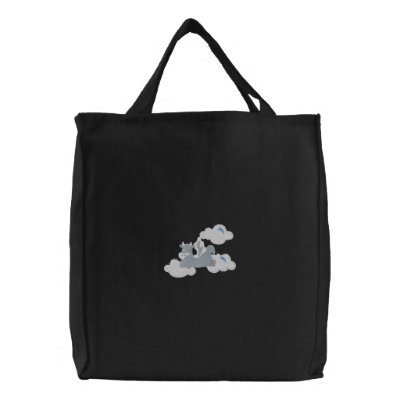 Cute Sleepy Dragon in the Clouds Bags by silly_strings