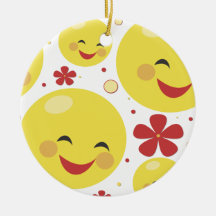 Cute smiley face flowers kawaii ornament
