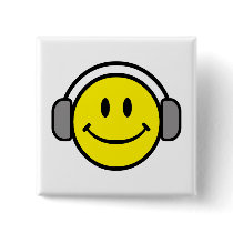 cute smiley face with headphones buttons