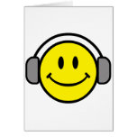 cute smiley face with headphones cards