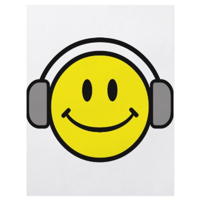 cute smiley face with headphones full color flyer by super_shop
