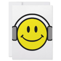 cute smiley face with headphones announcements