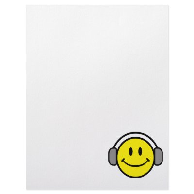 cute smiley face with headphones custom letterhead by super_shop