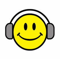 cute smiley face with headphones photo cut outs