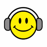 cute smiley face with headphones photo sculptures