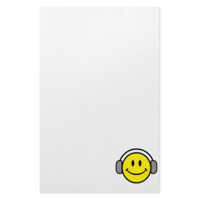 cute smiley face with headphones personalized stationery by super_shop