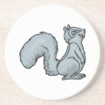 cute smiling grey squirrel drink coaster