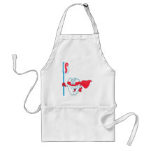Cute Smiling Superhero Tooth With Toothbrush Aprons