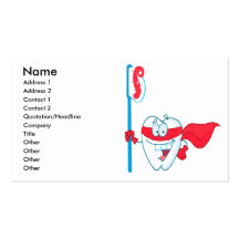 Cute Smiling Superhero Tooth With Toothbrush Business Card Templates