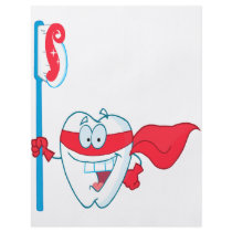 Cute Smiling Superhero Tooth With Toothbrush Full Colour Flyer