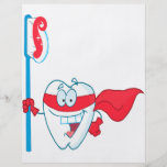 Cute Smiling Superhero Tooth With Toothbrush Full Colour Flyer