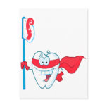 Cute Smiling Superhero Tooth With Toothbrush Post Cards