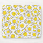 Cute Smiling White Daisy Pattern Mousepads
