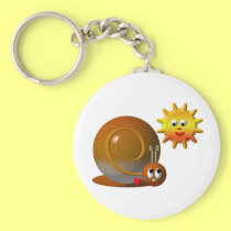 Cute snail with smiling sun keychains