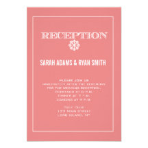 Cute Snowflake Peach Wedding Reception Invitation