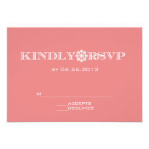 Cute Snowflake Peach Wedding RSVP Cards Personalized Invitations