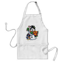 Cute Snowman And Bluebird Aprons