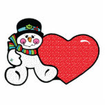cute snowman and heart photo cutout