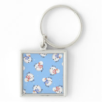 Cute Snowman and Snowflake Print Key Chain