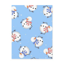 Cute Snowman and Snowflake Print Postcards