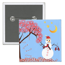 Cute Snowman Candy Cane Tree Magnet Pins
