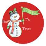 Cute Snowman Christmas Gift tags Round Stickers