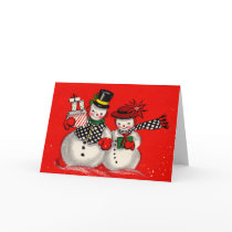 Cute Snowman Couple Greeting Card