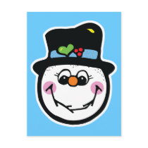cute snowman face post card
