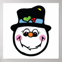 cute snowman face posters