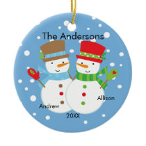 Cute Snowman Family of 2 Christmas Ornament