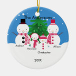 Cute Snowman Family of 4 Christmas Ornament