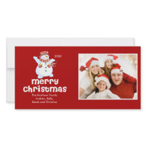 CUTE Snowman Merry Christmas Family Photo Card