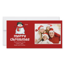CUTE Snowman Merry Christmas Family Photo Card