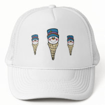 cute snowman snowcone mesh hats