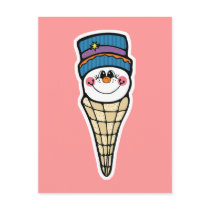 cute snowman snowcone post card