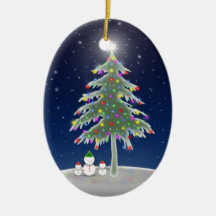 Cute Snowment and Christmas Tree Ornament