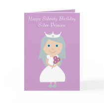 Cute Sober Princess Lilac Sobriety Birthday Card