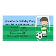 Cute Soccer Player Birthday Party Photo cards