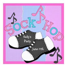 CUTE Sock Hop Party Invitations