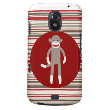 Cute Sock Monkey on Red Circle Red Brown Stripes Galaxy Nexus Cover