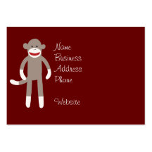 Cute Sock Monkey on Red with Stripes Business Card