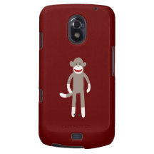 Cute Sock Monkey on Red with Stripes Samsung Galaxy Nexus Case