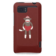Cute Sock Monkey with Hat Holding Heart HTC Vivid Covers