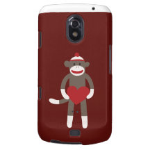 Cute Sock Monkey with Hat Holding Heart Samsung Galaxy Nexus Case