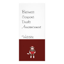 Cute Sock Monkey with Hat Holding Heart Custom Rack Card