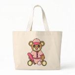 Cute Softball Girl Bear - Pink Canvas Bag