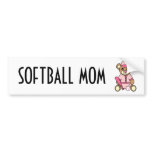 Cute Softball Mom -  Girl Teddy Bear Pink Bumper Stickers