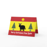 Cute Spanish Bull, Flag & Christmas Trees Card
